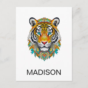 Carte Postale Boho Hippie Floral Personnalisé Année du Tigre 