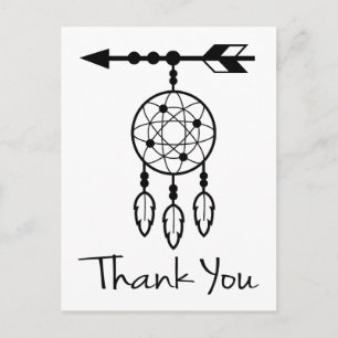 Carte Postale Boho Merci Dream Catcher Native American Black