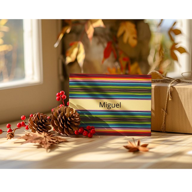 Carte Postale Boho Mexicain Serape Rayures Nom Personnalisé (Créateur téléchargé)