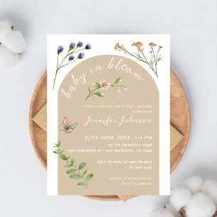 Carte Postale Boho Minimaliste Baby En Fleur Baby shower Floral