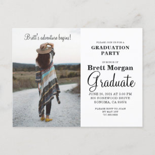 Carte Postale Boho Modern Photo Graduation Party Invitation Pos
