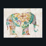 Carte Postale Boho Paisley Elephant I<br><div class="desc">Un design d'éléphant doux fait de motifs colorés. Artiste : Danhui Nai</div>