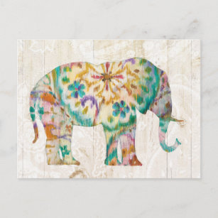 Carte Postale Boho Paisley Elephant I