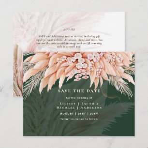 Carte Postale BOHO Pampas Herbe Fleurie Mariage Épargnez la Date