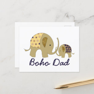 Carte Postale Boho Papa, Gold Elephant