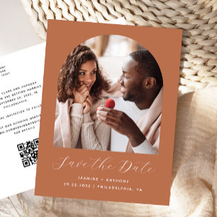 Carte Postale Boho Photo Arch Terracotta QR Code Enregistrer la 