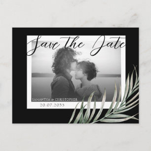 Carte Postale Boho Photo Foliage noir et blanc Enregistrer la da
