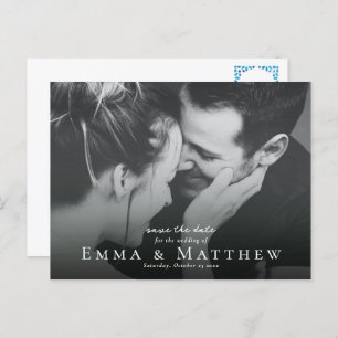 Carte Postale Boho Photo Save the Date with Marocain Blue Tile