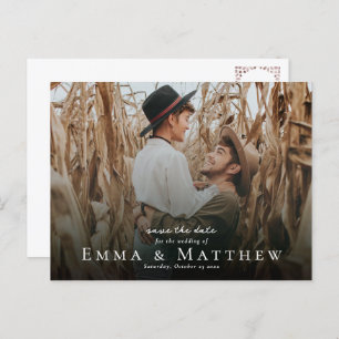 Carte Postale Boho Photo Save the Date with Marocain Brown Tile