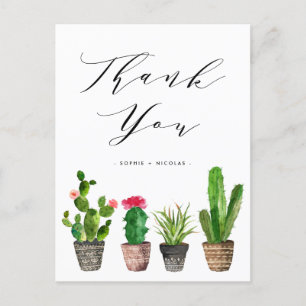 Carte Postale Boho Poted Succulent et Cactus Mariage Merci
