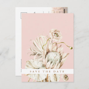 Carte Postale Boho Protea Pampas Grass Blush Enregistrer la date