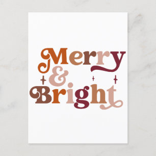 Carte Postale Boho Retro Merry et Bright