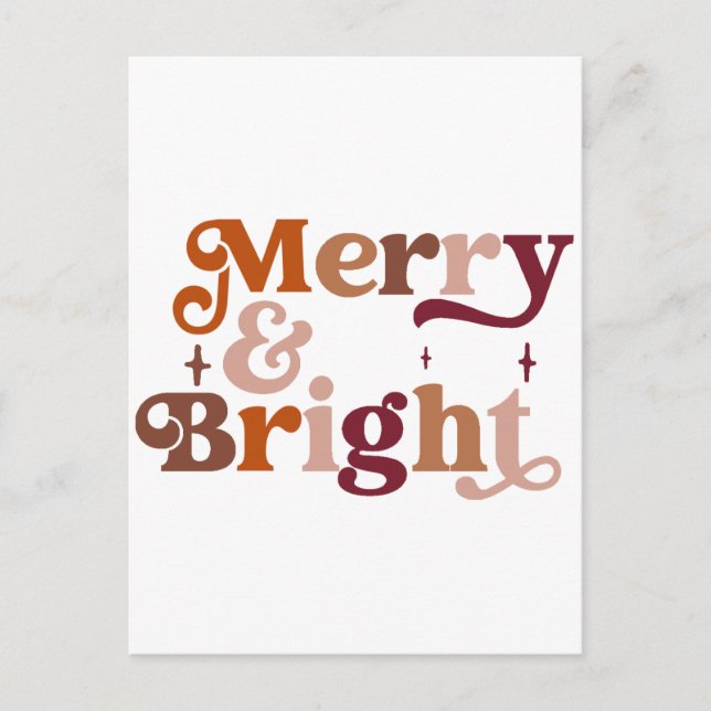 Carte Postale Boho Retro Merry et Bright (Devant)