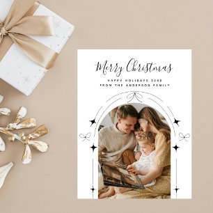 Carte Postale Boho Simple Gribouillis Chic Arche Photo Noël