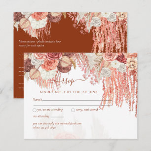 Carte Postale Boho Terracotta Rose Pampas Grass Mariage Floral