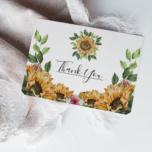 Carte Postale Boho tournesol Rustique Fleur sauvage Merci Mariag