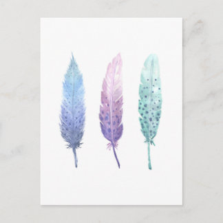 Carte Postale Boho Watercolor Feather Trio