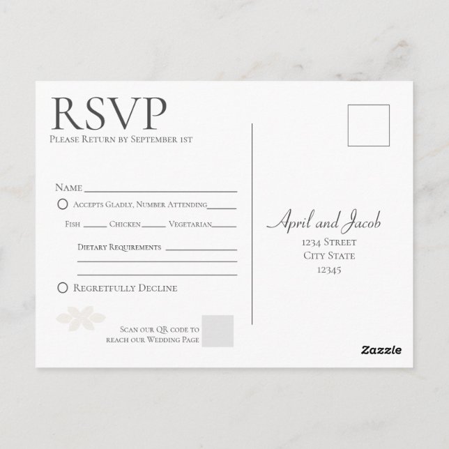 Carte postale Boho Wedding RSVP (Dos)