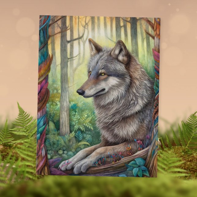 Carte postale Boho Wolf (Créateur téléchargé)