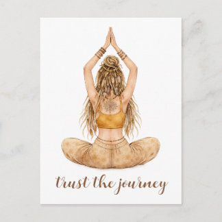 Carte Postale Boho Yoga Design Aquarelle – Faire Confiance au Vo