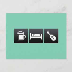 Carte Postale Boire, dormir et Ukuleles