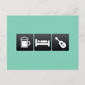 Carte Postale Boire, dormir et Ukuleles