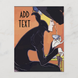 Carte Postale Boire du café, ajouter du texte à modifier, 