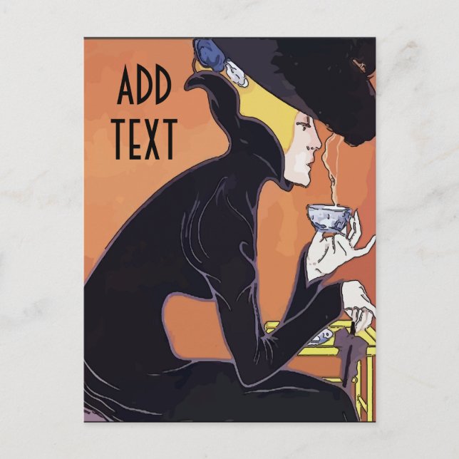 Carte Postale Boire du café, ajouter du texte à modifier,  (Devant)
