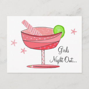 Carte Postale Boire rose Filles Night Out
