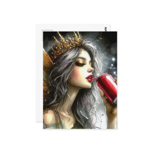 Carte Postale Boire une soda de fée