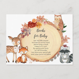 Carte Postale  Bois Animaux Automne Floral Aquarelle Livre Bébé