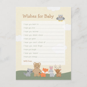 Carte Postale Bois Animaux Baby shower Voeux pour bébé