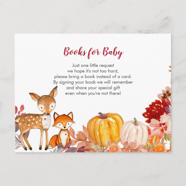 Carte Postale  Bois Automne Floral Aquarelle Bébé Livres insert (Devant)