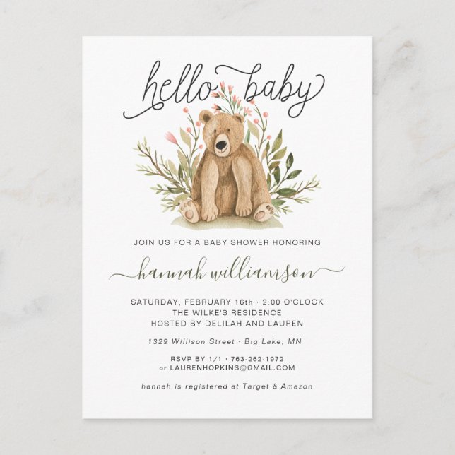 Carte Postale Bois du printemps | Invitation Baby shower (Devant)
