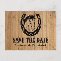 Bois Économisez La Date Fiançailles Cheval Mariage
