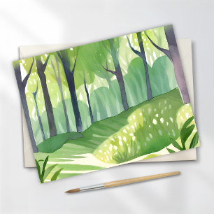 Carte Postale Bois Fantaisiste   Paysage Aquarelle de Forêt