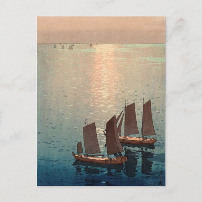 Carte Postale Bois japonais de la mer étincelante de Hiroshi Yos (Devant)