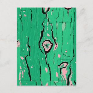Carte Postale Bois Néon Vert Pop Art Grain Abstrait Écorce