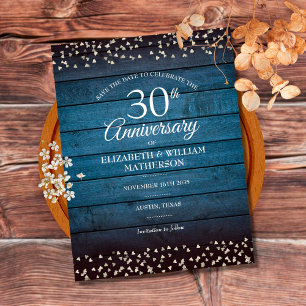 Carte Postale Bois Rustique 30ème Anniversaire de Perle Enregist