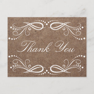 Carte Postale Bois rustique blanc Floral Merci Vintage