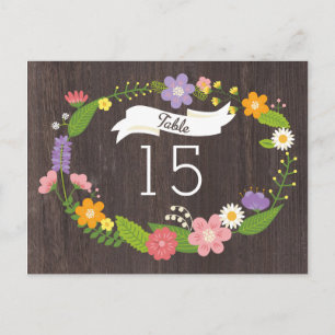 Carte Postale Bois rustique Bohème Floral Mariage Wreath