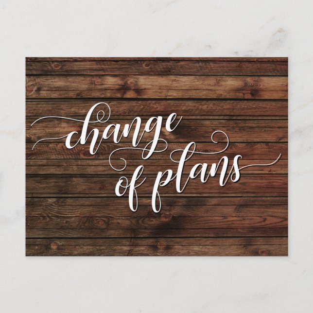 Carte Postale Bois rustique Changement de plans Mariage reporté (Devant)