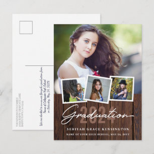 Carte Postale Bois rustique Chaque année Graduation 4 Photo