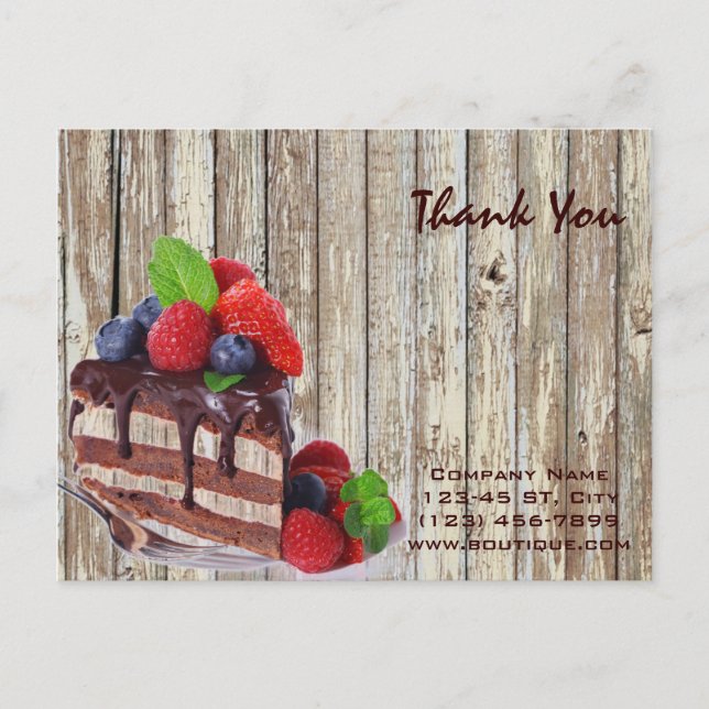 Carte Postale bois rustique dessert chocolat gâteau boulangerie (Devant)