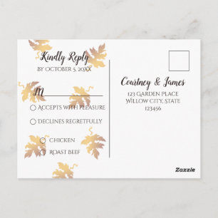 Carte Postale Bois rustique & Tournesol   RSVP Mariage de automn