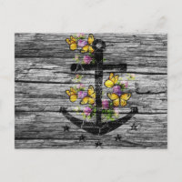 Bois vintage et Ancre noire avec papillon jaune