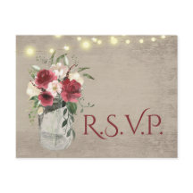 Bois vintage et lumières Jar Burgundy Floral RSVP