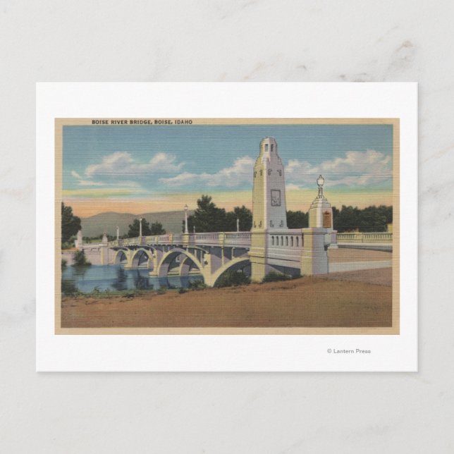 Carte Postale Boise, ID - Vue du pont de la rivière Boise (Devant)
