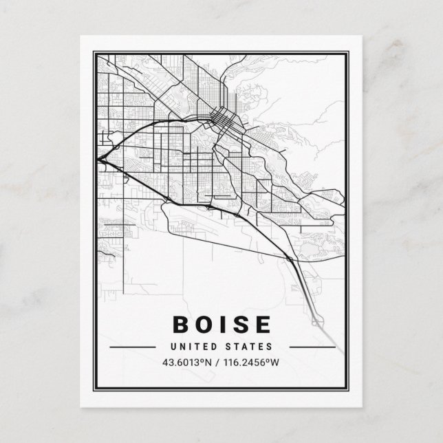 Carte Postale Boise Idaho USA Travel City Map Poster (Devant)
