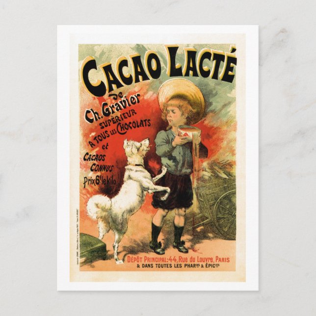 Carte Postale Boisson vintage de chocolat chaud (Devant)